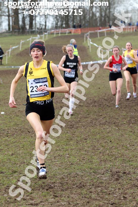 Womens under-20s, 2020 British Athletics Inter Counties Cross Country Champs., Prestwold Hall, Loughborough. Photo: David T. Hewitson/Sports for All Pics